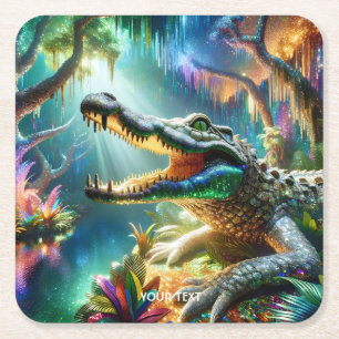 Dessous-de-verre Carré En Papier Imaginaire mignon Crocodile Enchantée Jungle