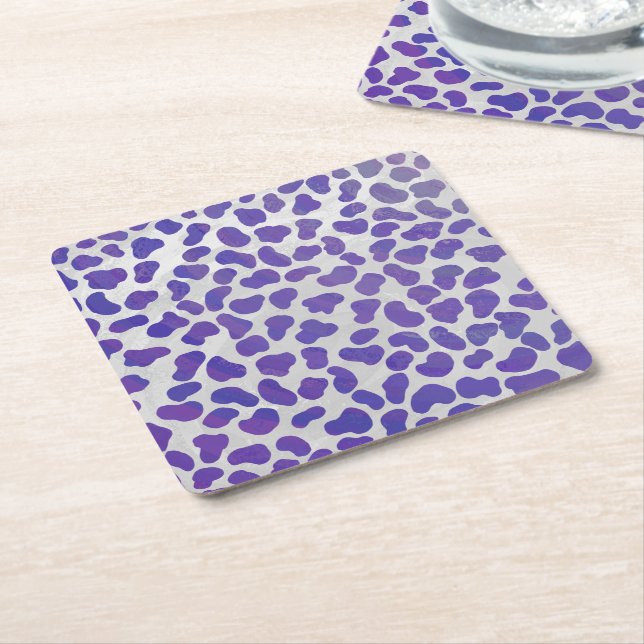 Dessous-de-verre Carré En Papier Impression dalmate violet et blanche (Incliné)
