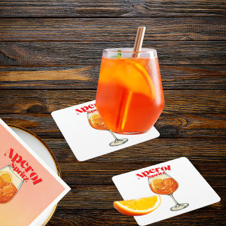 Dessous-de-verre Carré En Papier Impression d'art rétro Aperol Spritz Bar à cocktai