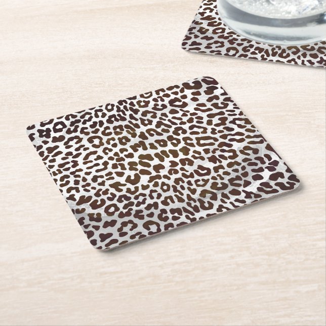 Dessous-de-verre Carré En Papier Impression de chocolat léopard (Incliné)