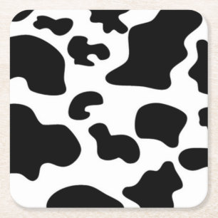 Dessous-de-verre Carré En Papier Impression de vache noire et blanche