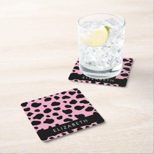 Dessous-de-verre Carré En Papier Impression De Vache, Spots De Vache, Vache Rose, V