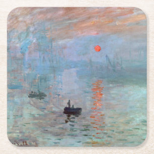 Dessous-de-verre Carré En Papier Impression, lever de soleil, Claude Monet, 1872