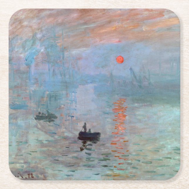 Dessous-de-verre Carré En Papier Impression, Sunrise, Claude Monet, 1872 (Devant)