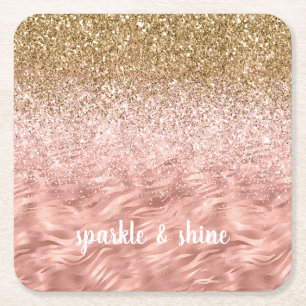 Dessous-de-verre Carré En Papier Imprimé zèbre Glitz Rose Chic
