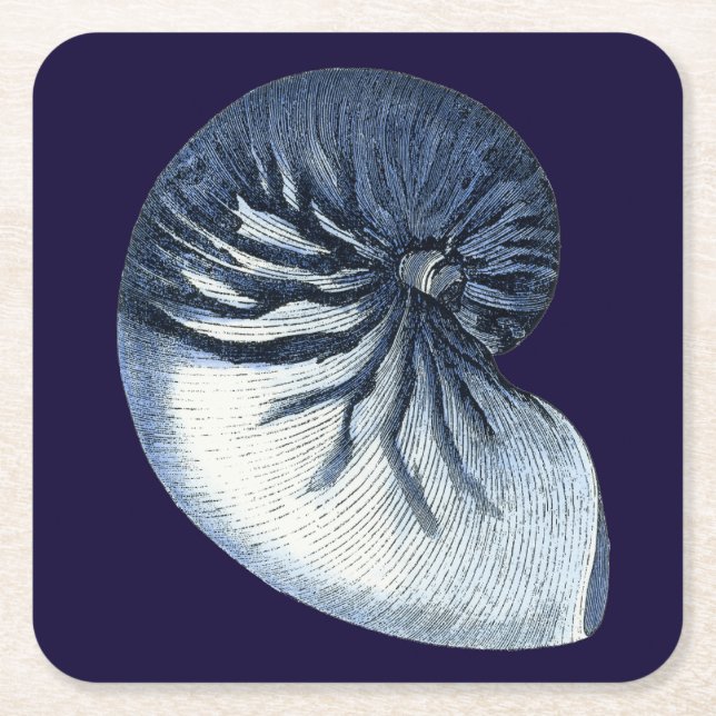 Dessous-de-verre Carré En Papier Indigo Shells VII (Devant)