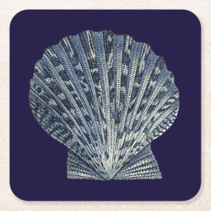 Dessous-de-verre Carré En Papier Indigo Shells VIII