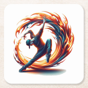 Dessous-de-verre Carré En Papier Inferno Spin - Stimuler l'esprit de Breakdance