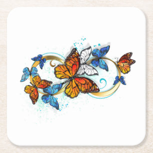 Dessous-de-verre Carré En Papier Infinité de papillons monarques