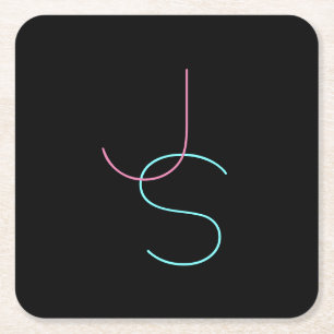 Dessous-de-verre Carré En Papier Initiales modernes élégantes et modifiables