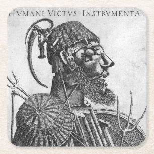 Dessous-de-verre Carré En Papier Instruments de subsistance humaine, Arcimboldo