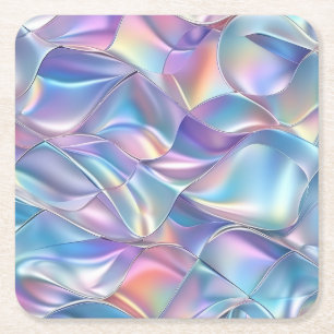Dessous-de-verre Carré En Papier Iridescente métallique 6 géométrique