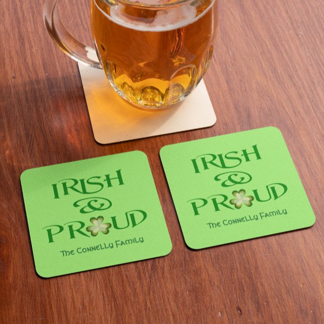 Dessous-de-verre Carré En Papier Irlandais et Shamrock fier Personnalisé (Créateur téléchargé)