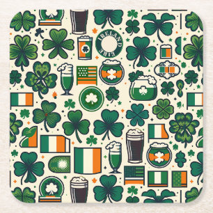 Dessous-de-verre Carré En Papier Irlande Drapeau irlandais Shamrock Celtic Jour de