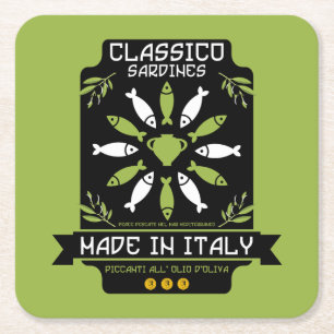 Dessous-de-verre Carré En Papier Italien Sardine Art Print Kitchen Cadeau