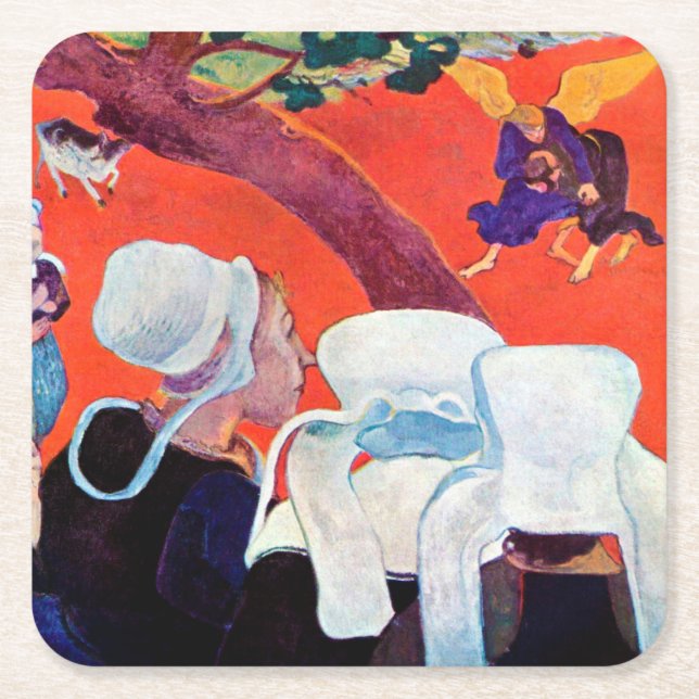 Dessous-de-verre Carré En Papier Jacob Lutte avec l'Ange, Gauguin (Devant)