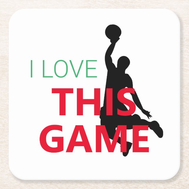 Dessous-de-verre Carré En Papier J'Aime Le Jeu De Basketball (Devant)