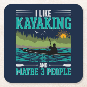 Dessous-de-verre Carré En Papier J'Aime Le Kayak Plus Que Les Gens