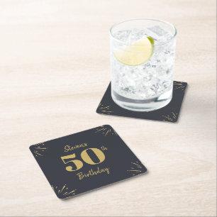 Dessous-de-verre Carré En Papier Jalon de la cinquantaine en or de minuit