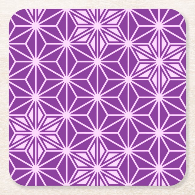 Dessous-de-verre Carré En Papier Japonais Asanoha motif - améthyste violet (Devant)