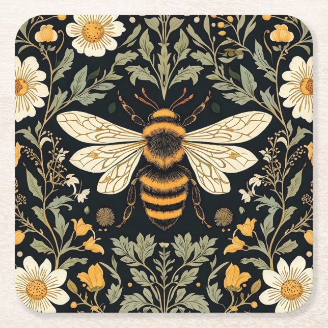 Dessous-de-verre Carré En Papier Jardin d'abeilles vintage (Devant)