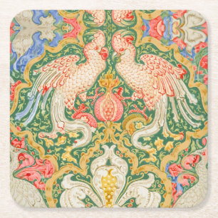 Dessous-de-verre Carré En Papier Jardin de Cockatoo de Walter Crane