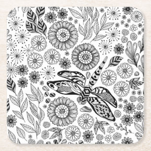 Dessous-de-verre Carré En Papier Jardin des libellules