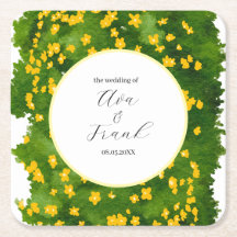 Jardin Floral Jaune Aquarelle Mariage Blanc