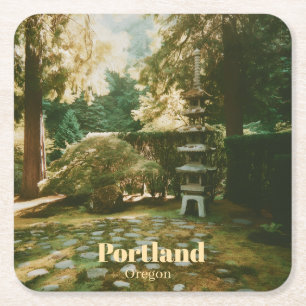 Dessous-de-verre Carré En Papier Jardin Japonais, Portland, Oregon Souvenir