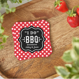 Dessous-de-verre Carré En Papier Je Fais Un BBQ Mariage Rouge Gingham