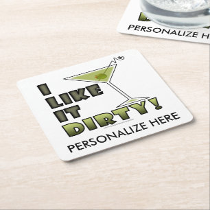 Dessous-de-verre Carré En Papier JE L'AIME SALE ! Humour sale de cocktail de