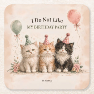 Dessous-de-verre Carré En Papier Je n'aime pas ma fête d'anniversaire
