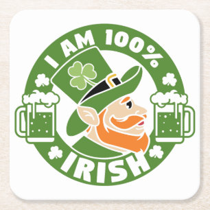 Dessous-de-verre Carré En Papier Je suis 100% irlandais
