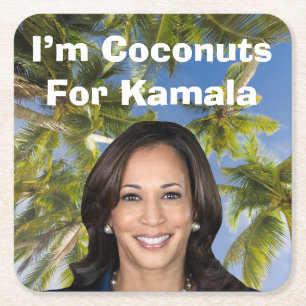 Dessous-de-verre Carré En Papier Je suis des noix de coco pour Kamala