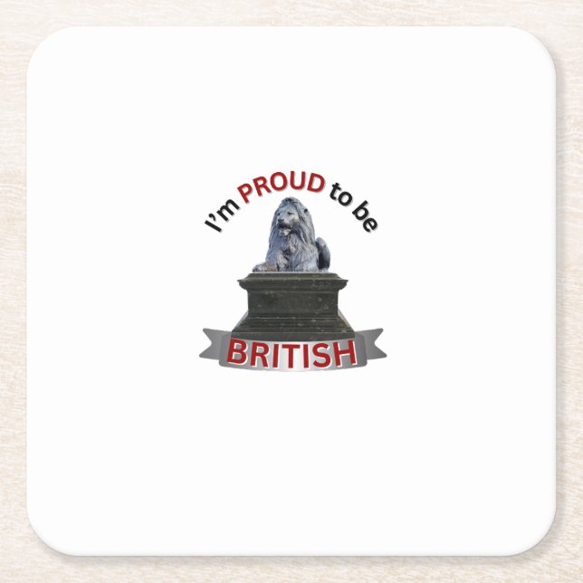 Dessous-de-verre Carré En Papier Je suis fier d'être britannique (Devant)