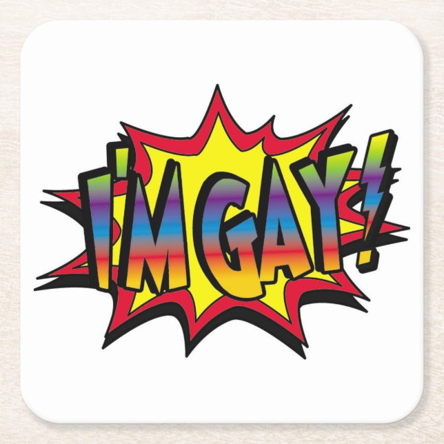 Dessous-de-verre Carré En Papier Je suis Gay Burst (Devant)
