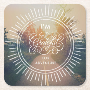Dessous-de-verre Carré En Papier Je suis reconnaissant pour l'aventure