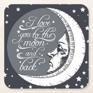 Dessous-de-verre Carré En Papier Je t'aime à la lune et au dos