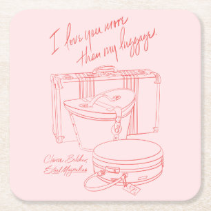 Dessous-de-verre Carré En Papier "Je t'aime plus que mes bagages" Dessous de verre