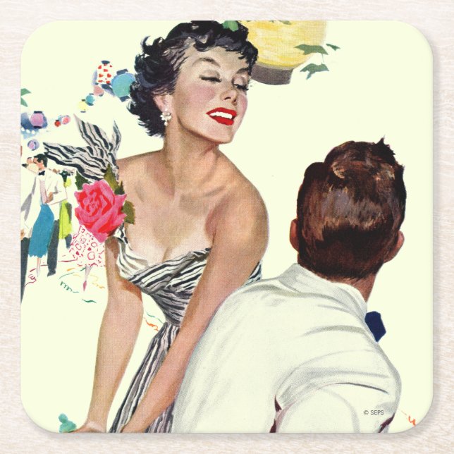Dessous-de-verre Carré En Papier Je veux un homme (Devant)