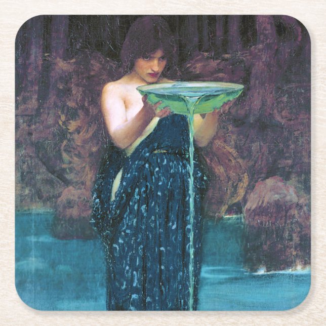 Dessous-de-verre Carré En Papier Jealous Circe John William Waterhouse (Devant)