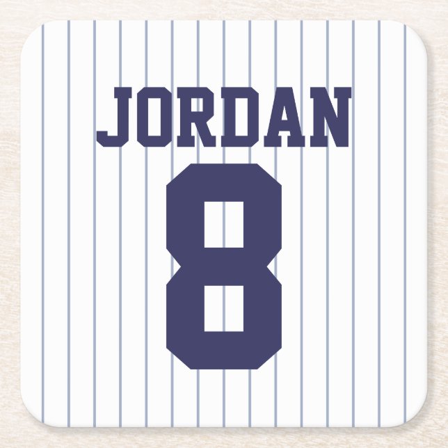 Dessous-de-verre Carré En Papier Jersey de baseball avec nom et numéro personnalisé (Devant)