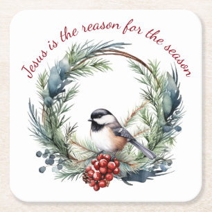 Dessous-de-verre Carré En Papier JÉSUS EST LA RAISON DE LA SAISON Citation de Noël