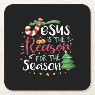 Dessous-de-verre Carré En Papier Jésus est pour la canne de saison Noël - C'est la