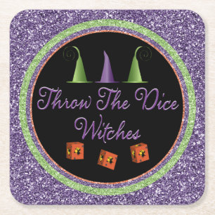 Dessous-de-verre Carré En Papier Jetez Les Sorcières De Dice Halloween Sparkle Bun