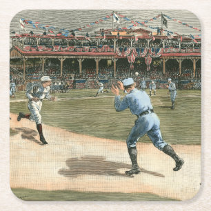 Dessous-de-verre Carré En Papier Jeu de baseball 1886 de ligue nationale
