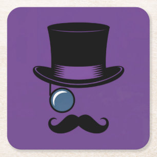 Dessous-de-verre Carré En Papier Jeu de Dessous de verre de la Moustache Casquette 