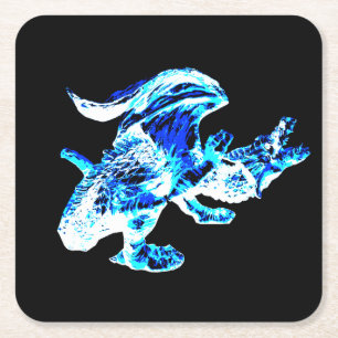 Dessous-de-verre Carré En Papier Jeu fantastique d'art de dragon arctique magique i