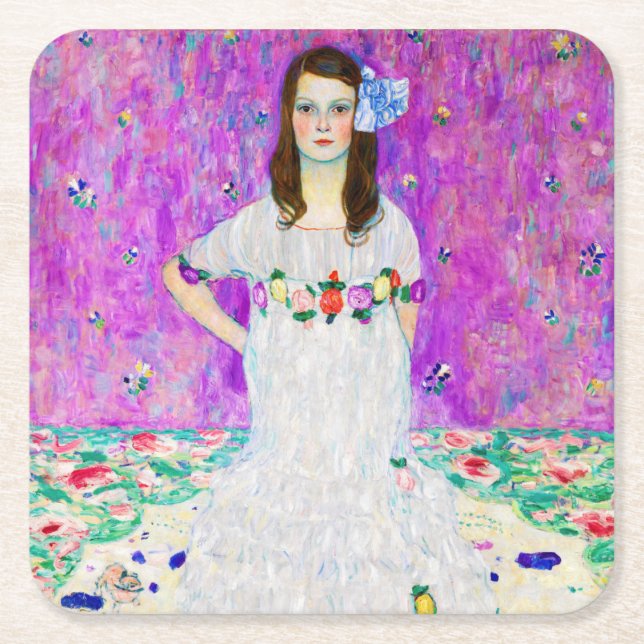 Dessous-de-verre Carré En Papier Jeune fille, Gustav Klimt (Devant)