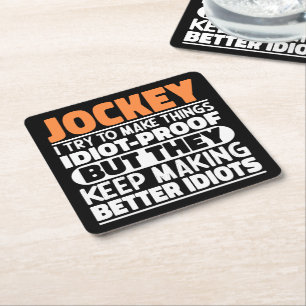 Dessous-de-verre Carré En Papier Jockey J'Essaie De Faire Des Choses Drôle Drôle Di